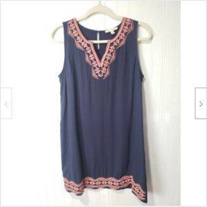 Anthropologie Skies Are Blue Embroidered V-Neck Shift Dress